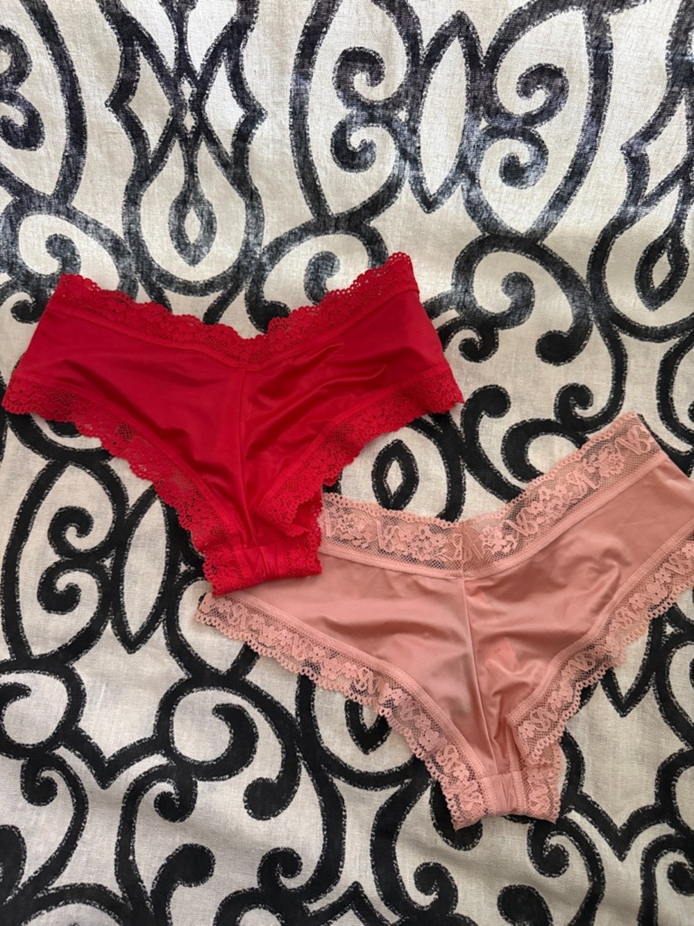 NWT Small Cheeky & Very Sexy Cheeky Victoria's Secret Satin & Lace Panty Set - Picture 2 of 3